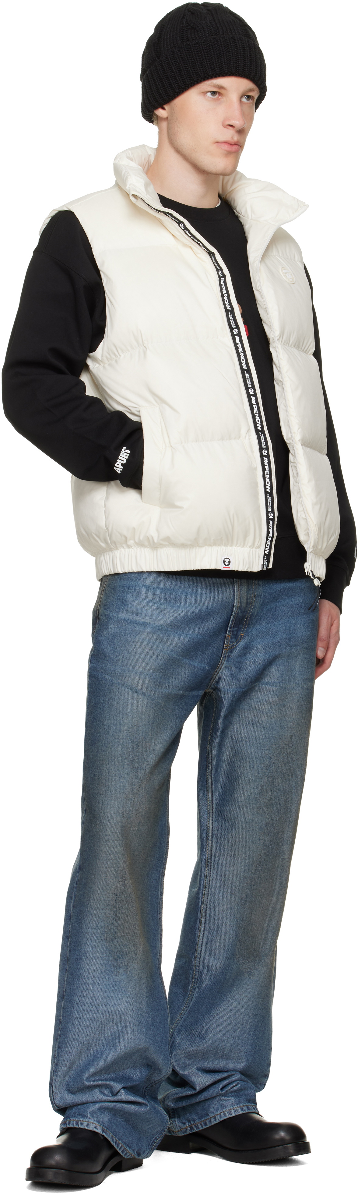 AAPE by A Bathing Ape White 'AAPENOW' Moonface Down Vest