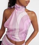 Pucci Iride cropped halterneck silk top