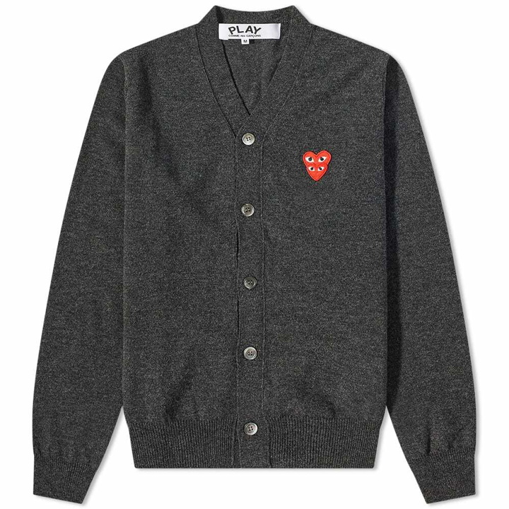 Photo: Comme des Garçons Play Men's Overlapping Heart Cardigan in Grey