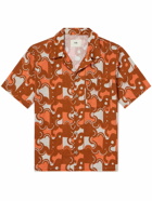 Folk - Camp-Collar Printed Ramie Shirt - Red