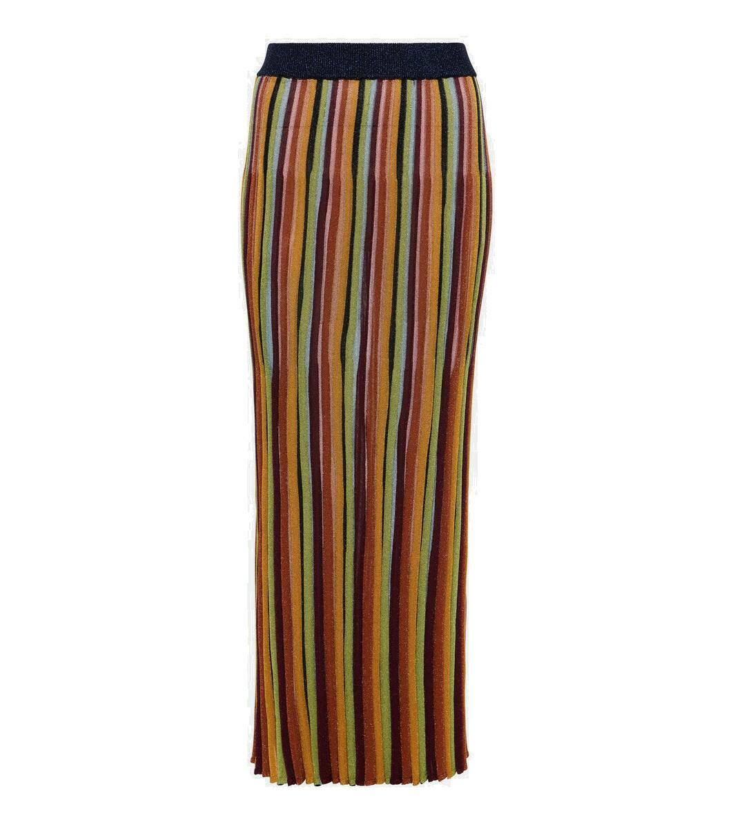 【Zimmermann】Pleated striped midi skirt Zimmermann - Crush Black & Cream Stripe Midi Skirt