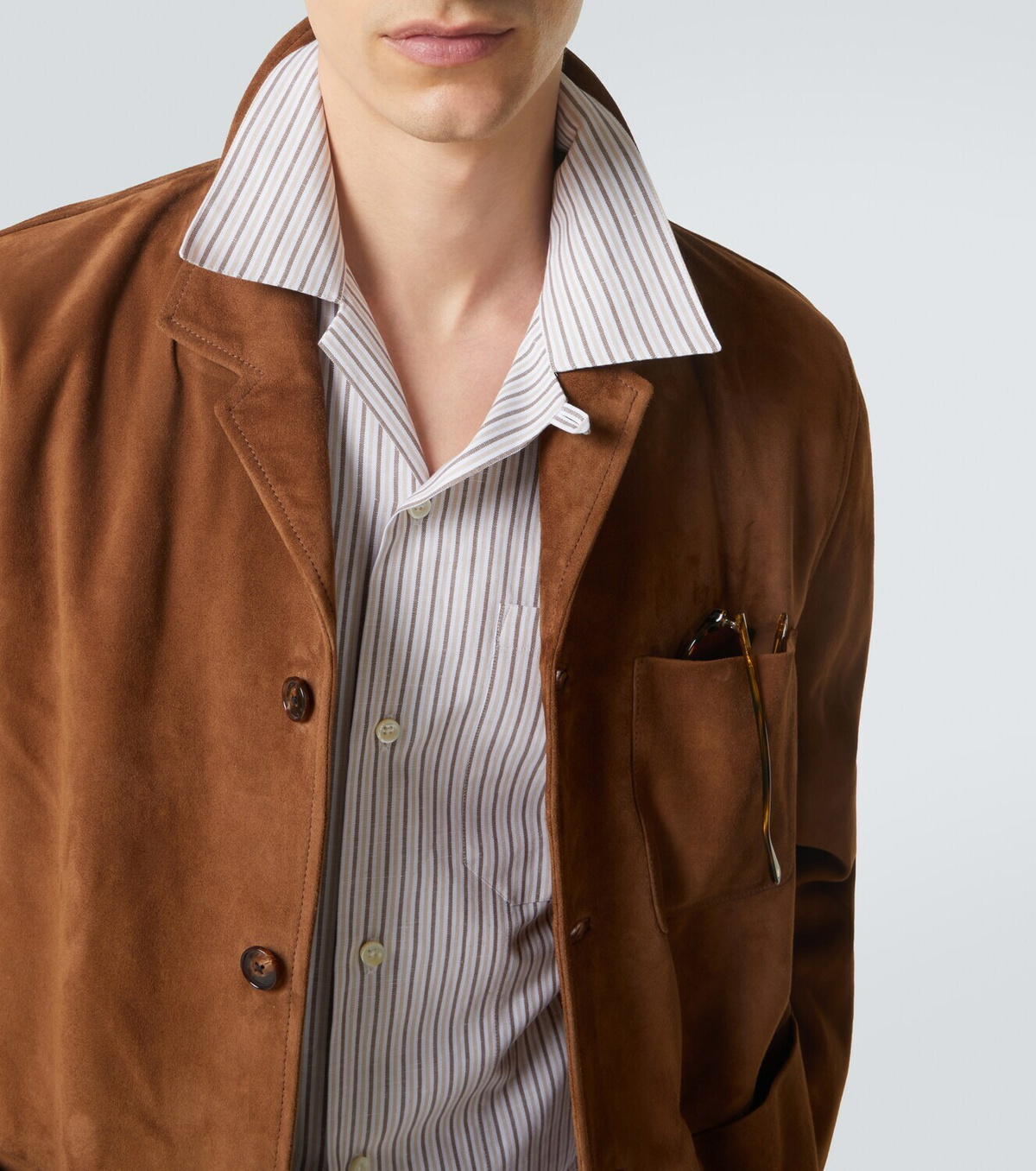 Umit Benan Havana striped linen and cotton shirt