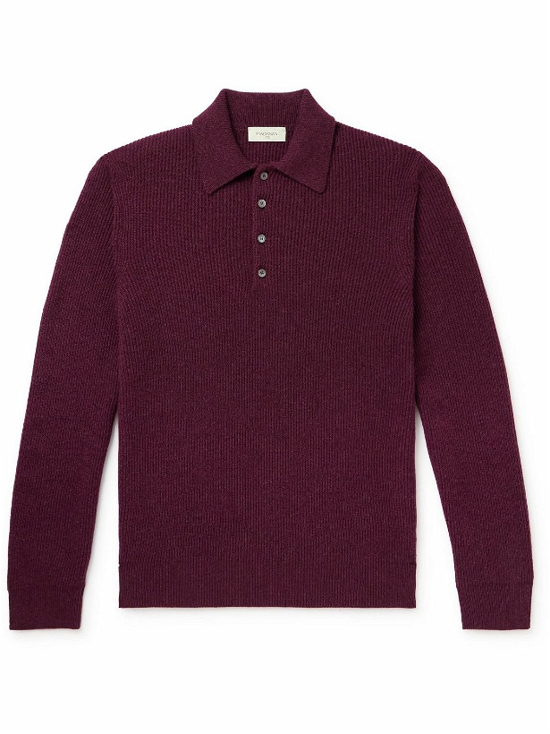 Photo: PIACENZA 1733 - Ribbed Cashmere Polo Shirt - Red