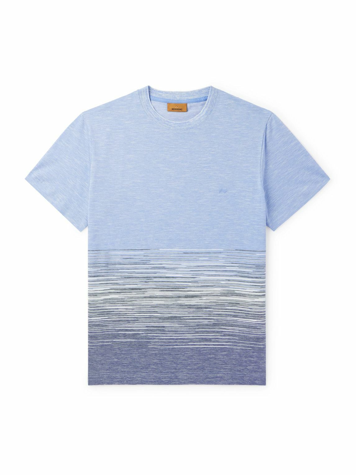 Missoni - Space-Dyed Cotton and Linen-Blend Piqué T-Shirt - Blue