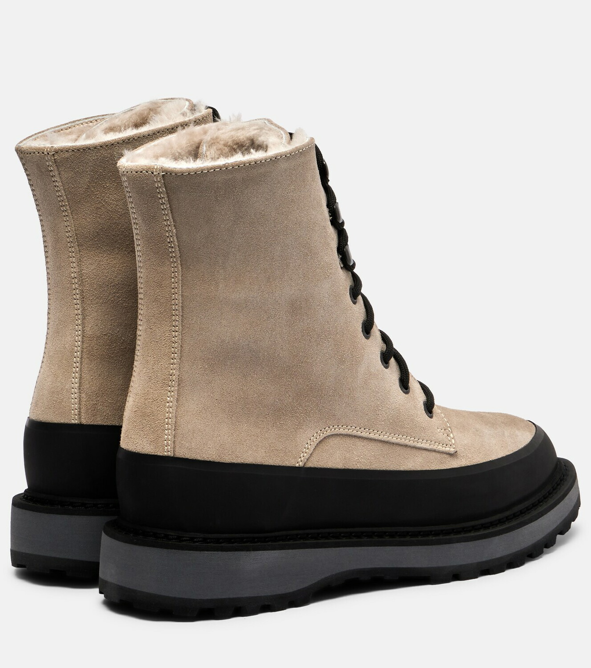 Le Monde Béryl Dolomite shearling-lined suede combat boots