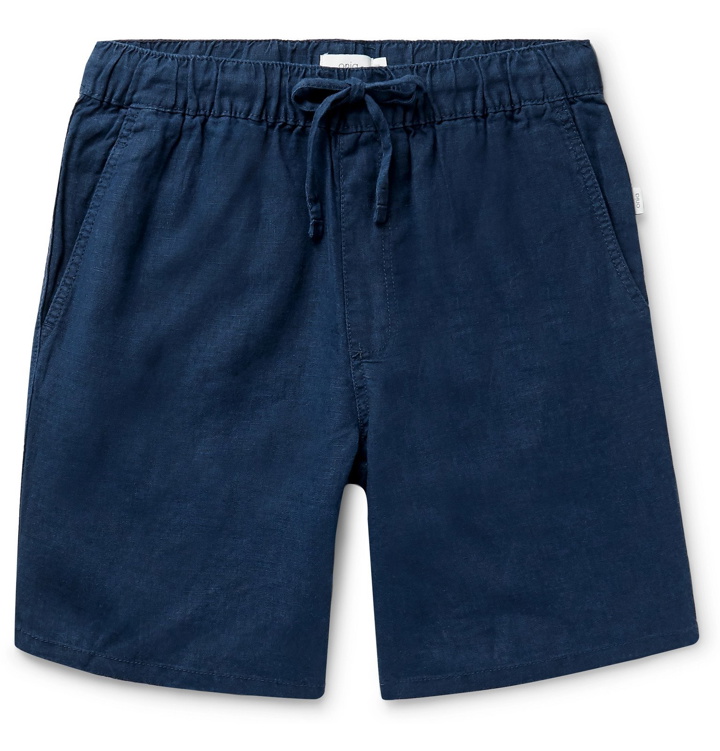 Photo: Onia - Linen Drawstring Shorts - Blue