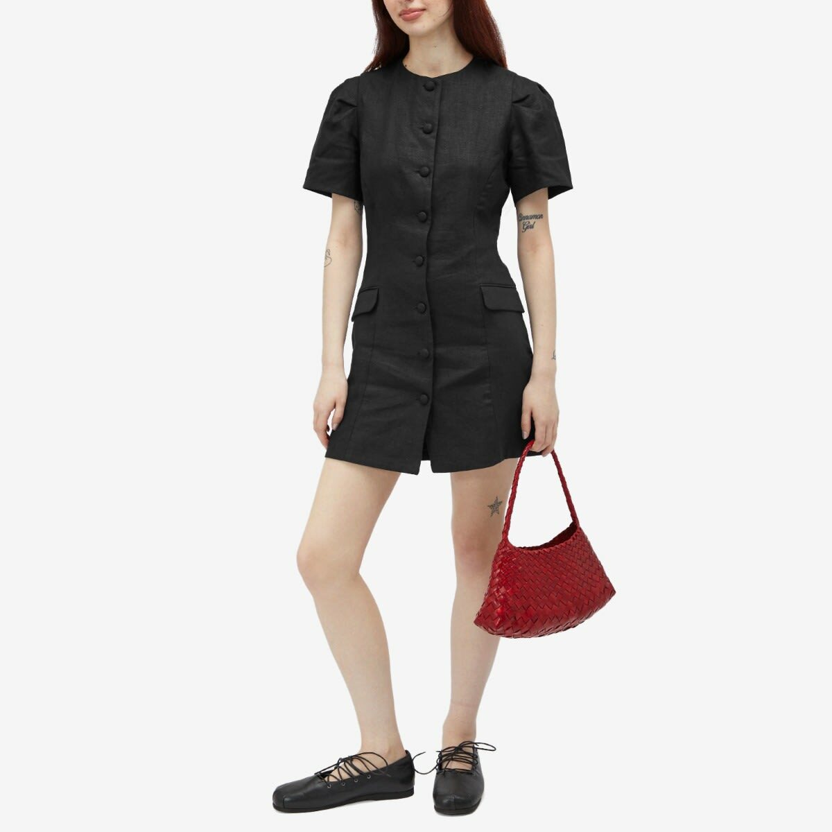 Faithfull The Brand Women's Emma Linen Mini Dress in Black Faithfull The  Brand
