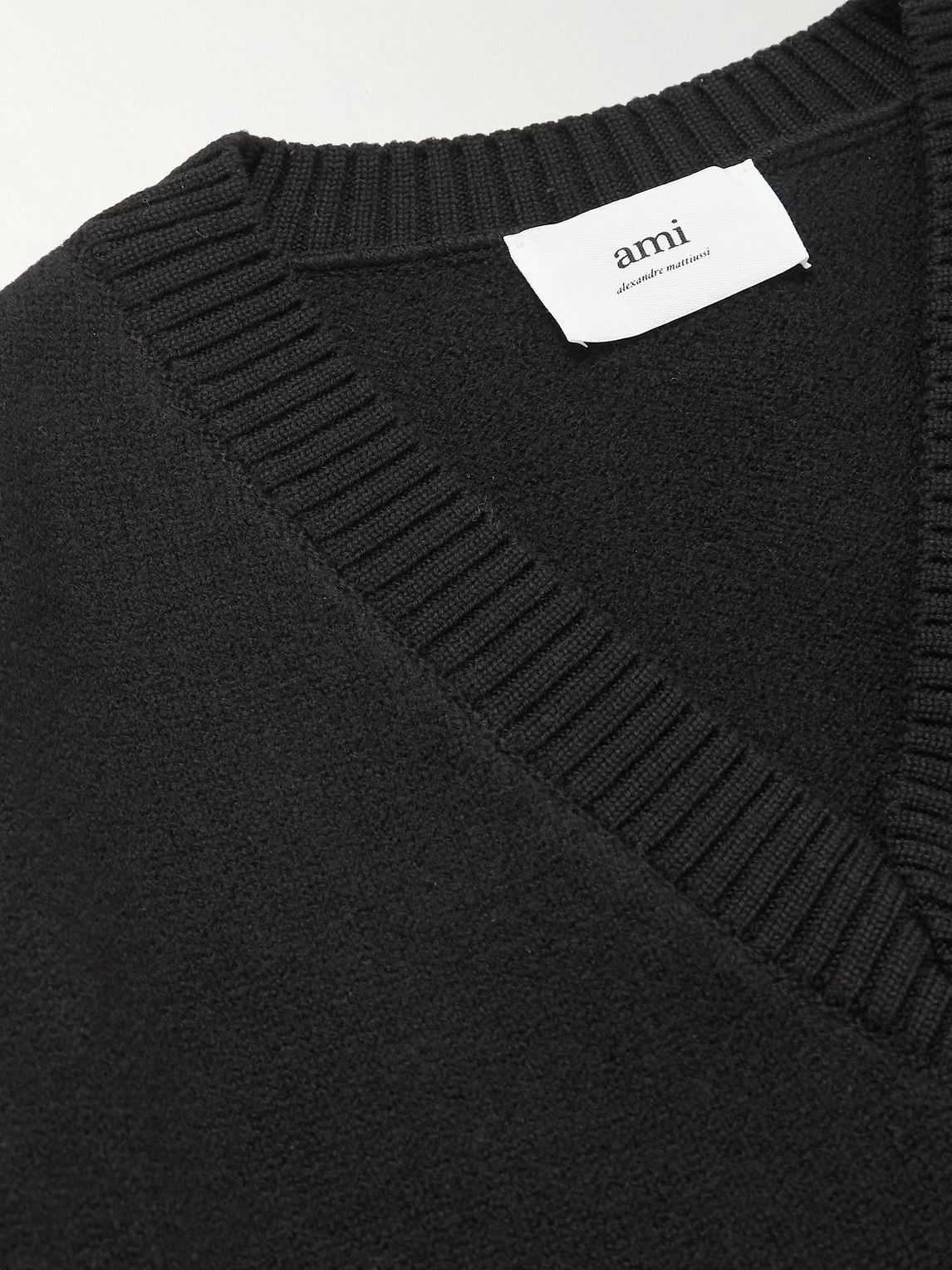 AMI PARIS - Logo-Jacquard Wool Sweater Vest - Black AMI