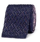 Ermenegildo Zegna - 6cm Reversible Knitted Silk Tie - Men - Navy