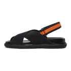 Marni Black and Orange Fussbett Sandals