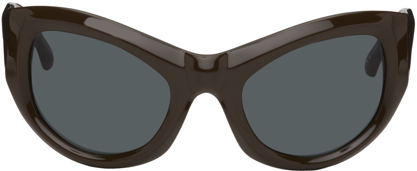Photo: Dries Van Noten SSENSE Exclusive Brown Linda Farrow Edition Goggle Sunglasses