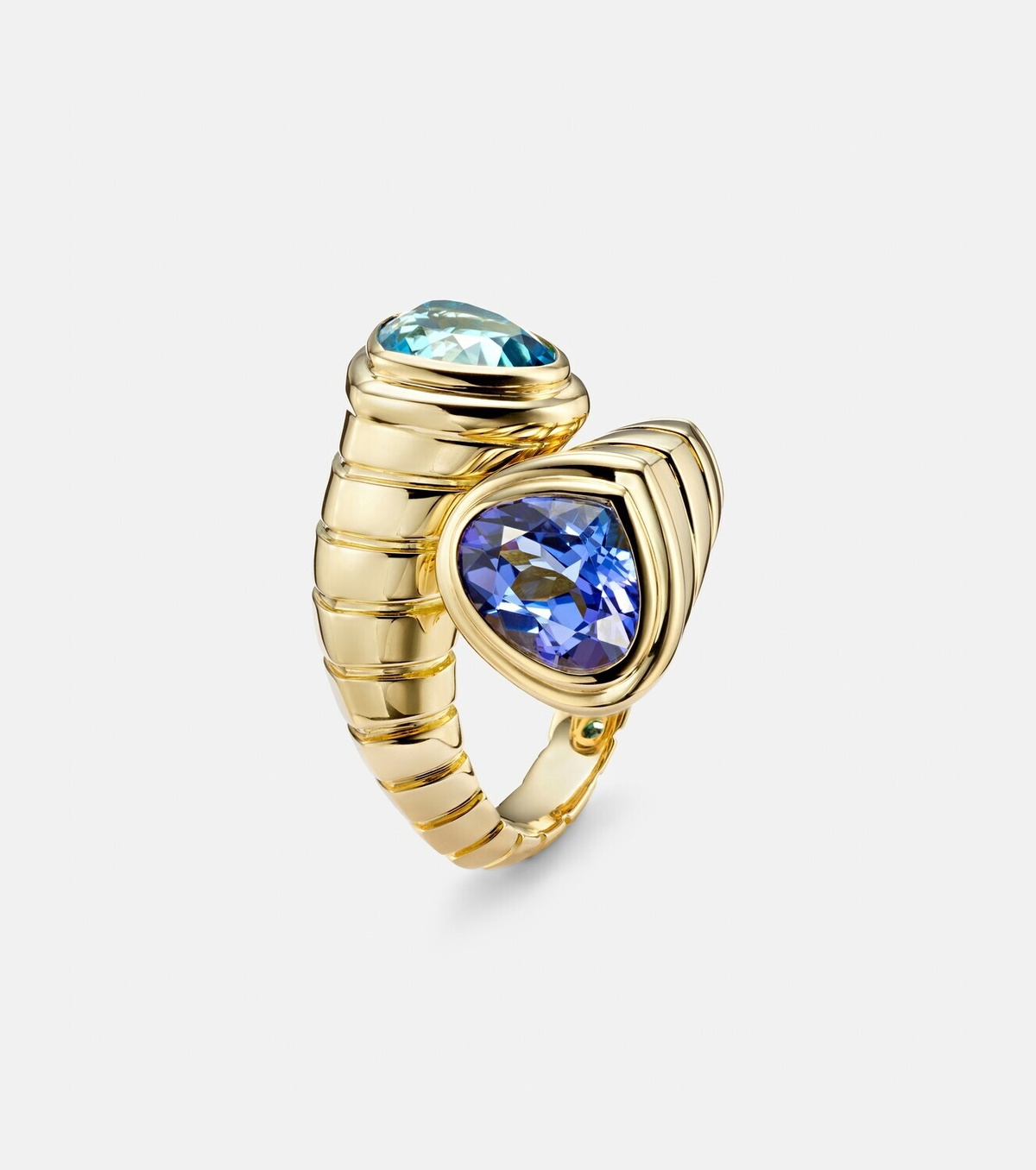 Marina B Toi Et Moi 18kt gold ring with topaz and tanzanite