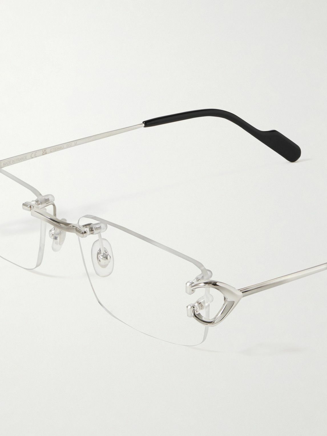Cartier Rimless Rectangle Cartier Eyewear - Rimless Rectangular-Frame Silver-Tone Optical Glasses ...