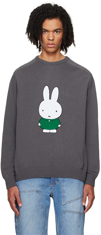Photo: Pop Trading Company Gray Miffy Embroidered Sweater