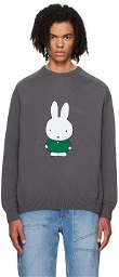 Pop Trading Company Gray Miffy Embroidered Sweater