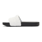 Baja East White and Black Fila Edition Shearling Drifter Slides