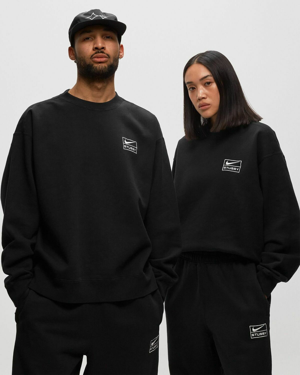 Nike X Stussy Washed Fleece Crew Black - Mens - Sweatshirts Nike