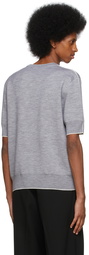 Jil Sander Grey Double-Faced Knit Short Sleeve Sweater