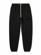 FEAR OF GOD ESSENTIALS - Straight-Leg Logo-Flocked Cotton-Blend Jersey Sweatpants - Black