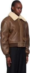 Recto Brown Paneled Leather Jacket