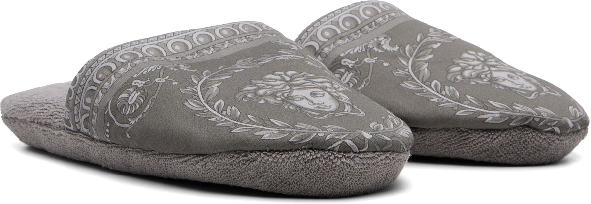 Versace Gray 'I Heart Baroque' Slippers
