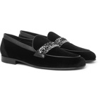 AMIRI - Embellished Leather-Trimmed Velvet Loafers - Black