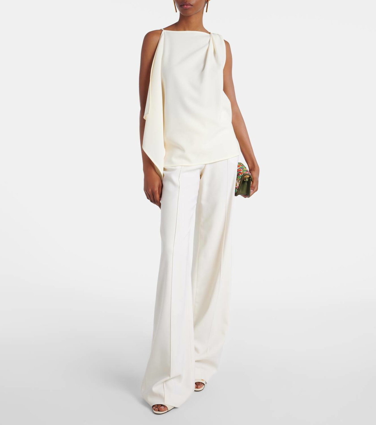 Costarellos Pleated wool-blend wide-leg pants