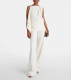 Costarellos Pleated wool-blend wide-leg pants