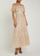Needle & Thread Off-the-shoulder Sequin-embellished Tulle Gown Light Pink