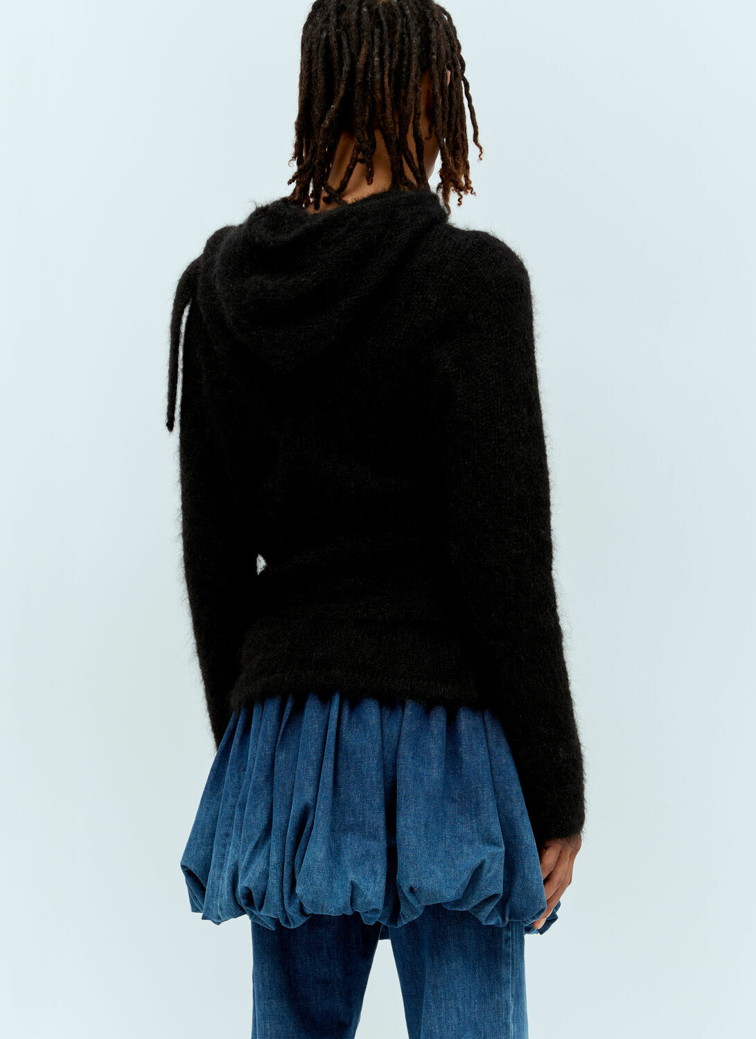 Aaron Esh Mohair Tied Hooded Sweater