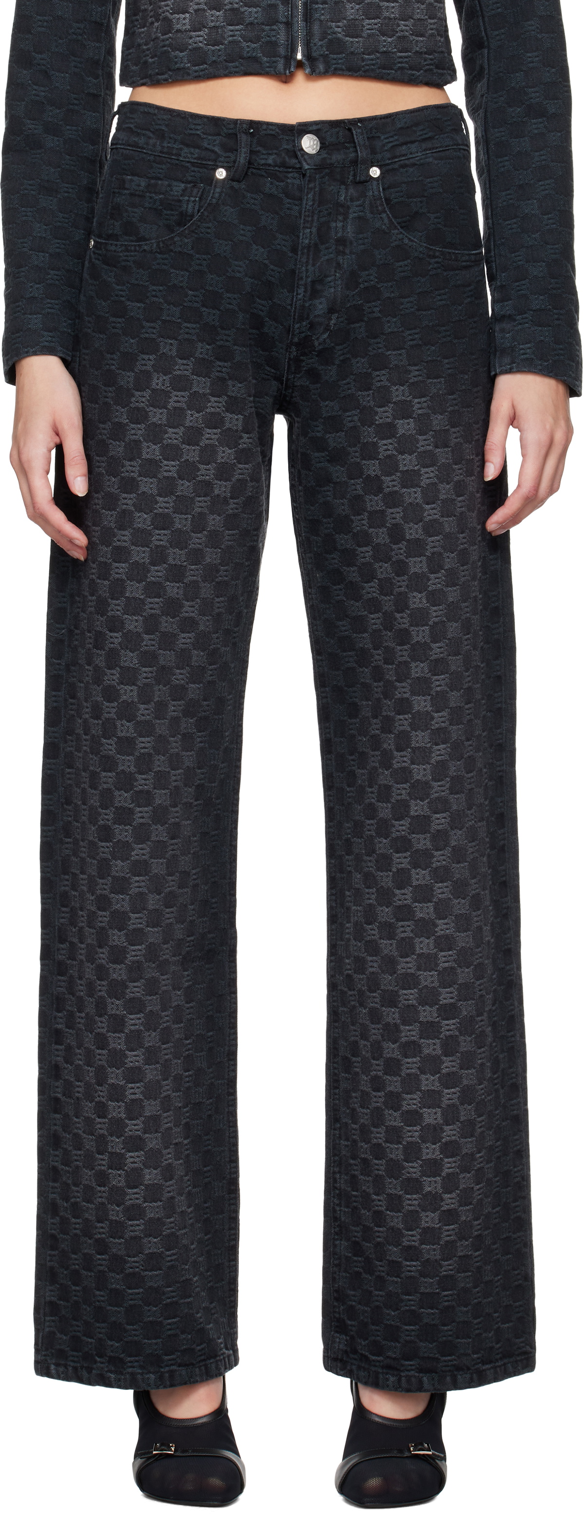 MISBHV Black Jacquard Monogram Jeans