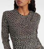 Saint Laurent Polka-dot ruched minidress