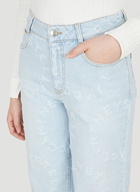 Laser Logo Cropped Jeans in Blue