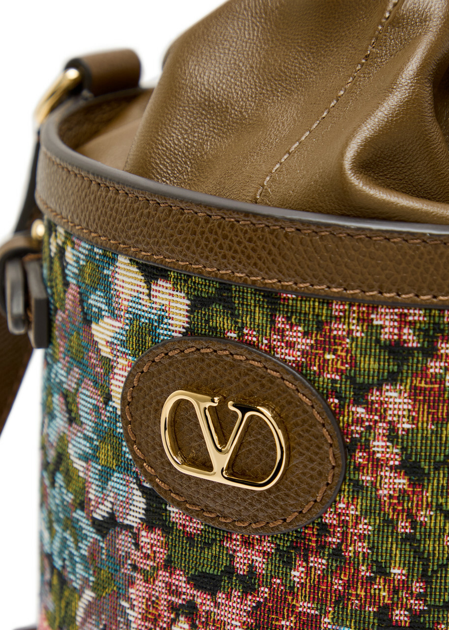 Valentino Garavani Floral-jacquard Leather Bucket bag - Multicoloured - One Size