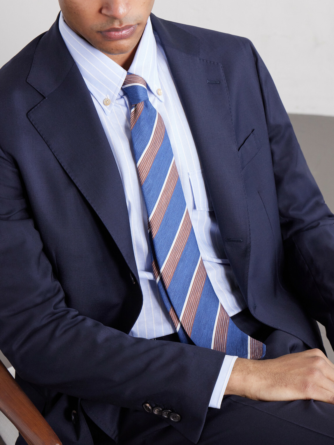 De Petrillo - 7cm Striped Silk and Linen-Blend Tie
