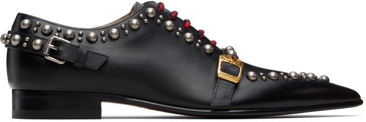Photo: Valentino Garavani Black Calfskin Mockers Derbys