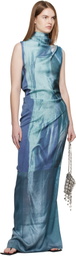 Jean Paul Gaultier Blue 'The Long Draped Water' Maxi Dress