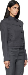 OPEN YY Gray Wool Double-Breasted Blazer