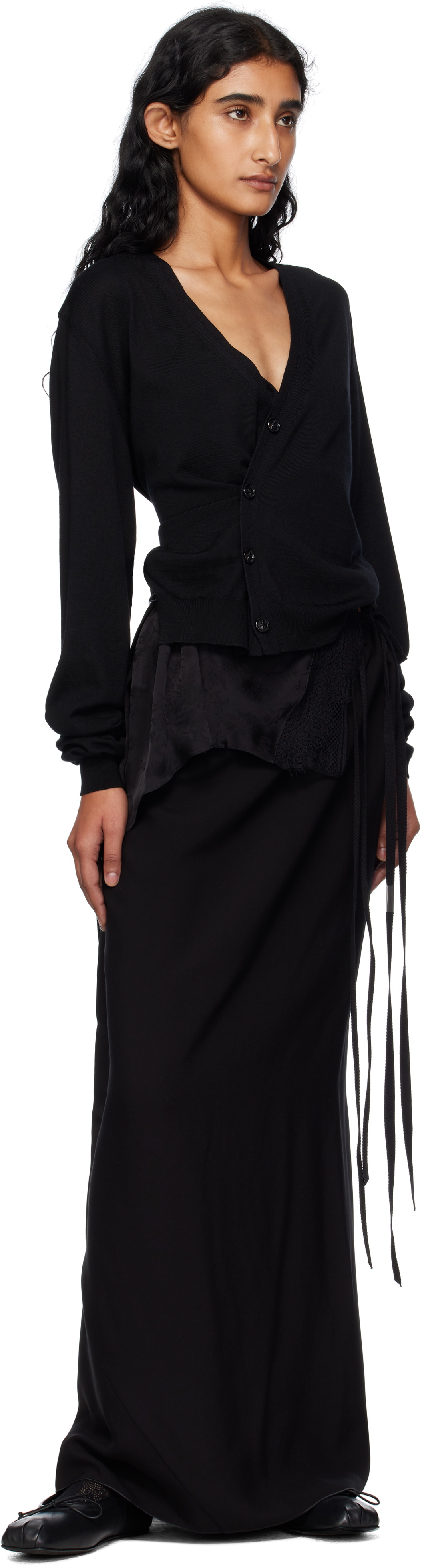 Ann Demeulemeester Black Zofia Asymmetric Spliced Cardigan