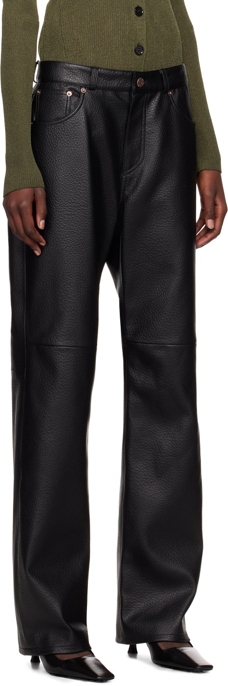 Recto Black Greta Faux-Leather Pants