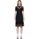 SHUSHU/TONG Black Beaded Lace Short-Sleeve Midi Dress