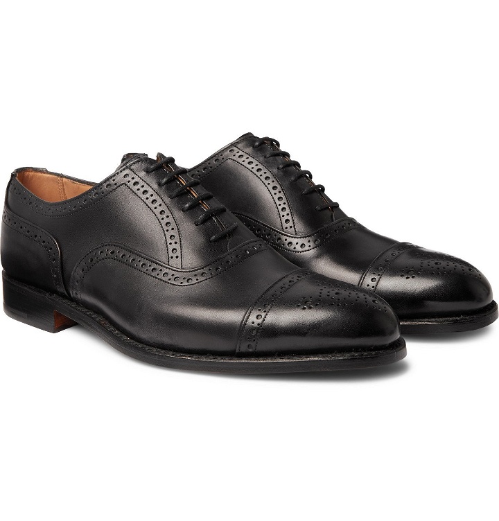 Photo: Tricker's - Stockton Leather Brogue Oxford Shoes - Black
