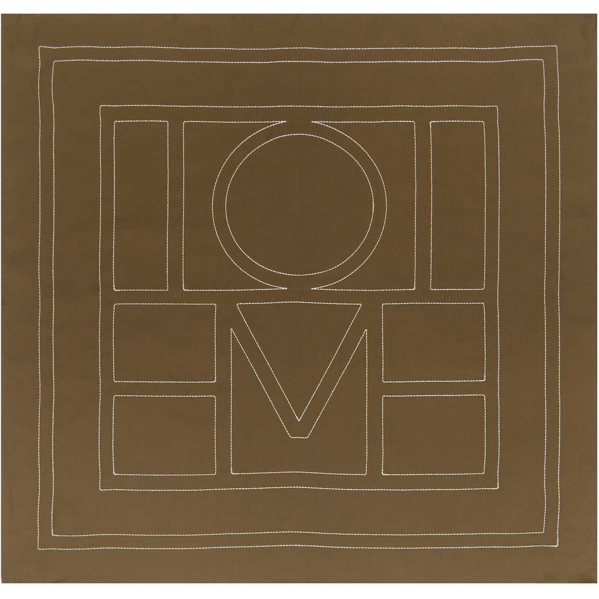 TOTEME Khaki Embroidered Monogram Silk Scarf