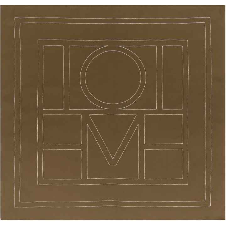Photo: TOTEME Khaki Embroidered Monogram Silk Scarf