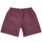 Alexander McQueen Men's Dots Skull Swim Shorts in Indigo/Scarlet