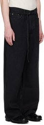032c Black Down To Earth Wide Leg Jeans