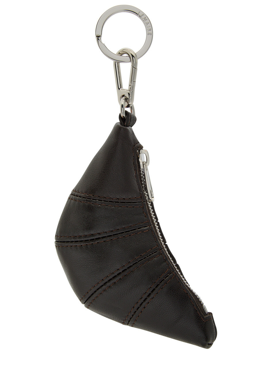 Lemaire Croissant Mini Leather bag Charm - Chocolate - One Size