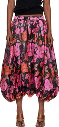 Comme des Garçons Comme des Garçons Black & Pink Jacquard Floral Pattern Trousers