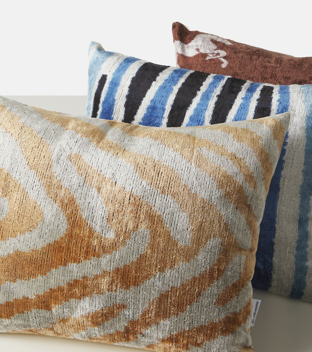 Les-Ottomans Striped silk and cotton velvet cushion