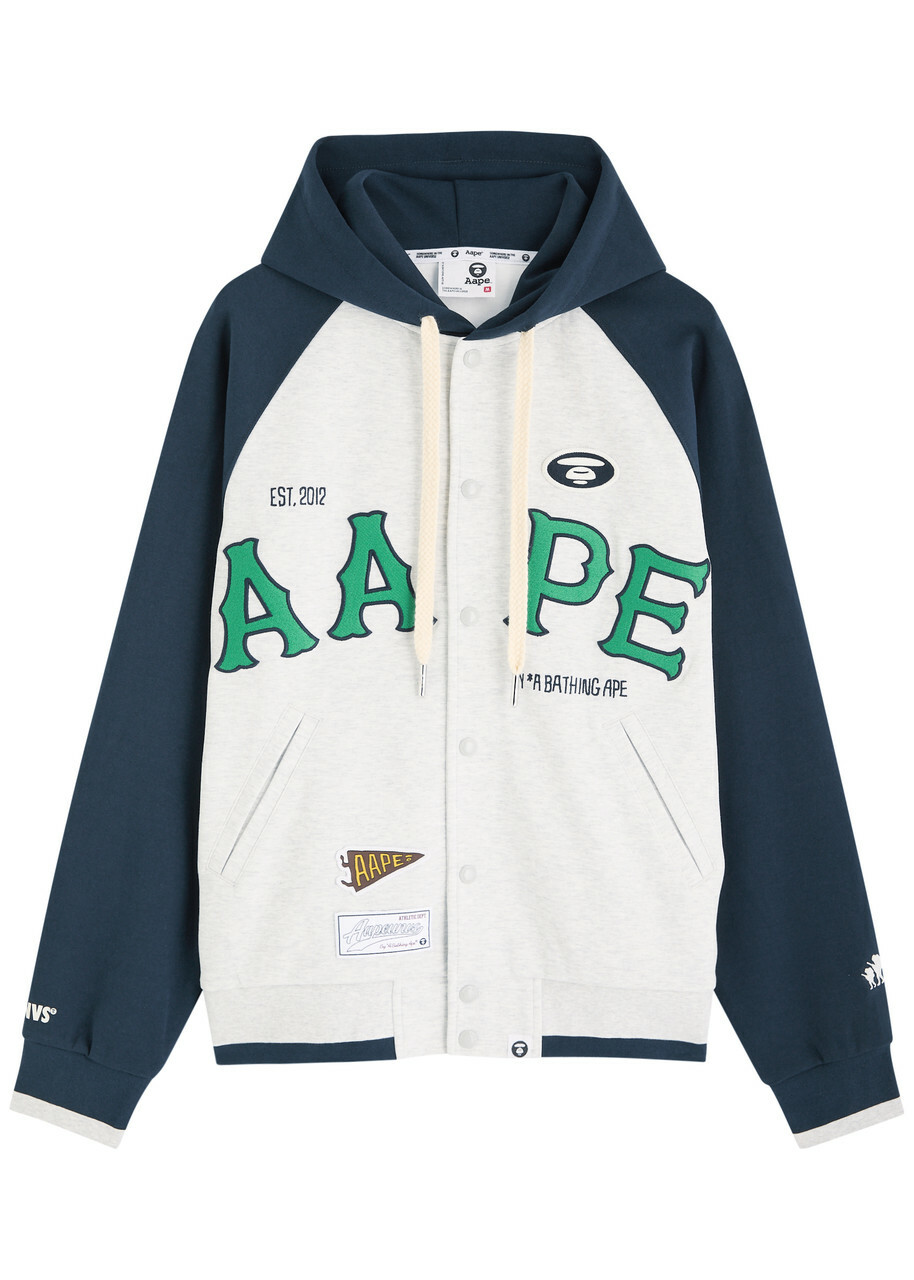 Aape College Colour-block Hooded Sweatshirt Blue